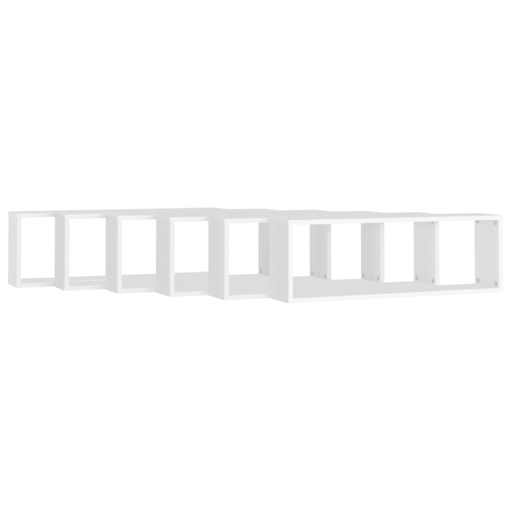 Mensole Parete a Cubo 6pz Bianco 80x15x26,5cm Legno Multistrato