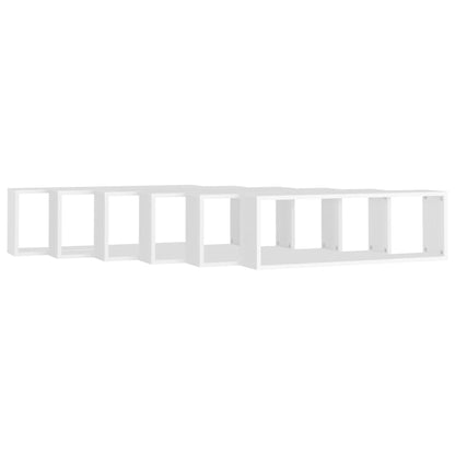 Mensole Parete a Cubo 6pz Bianco 80x15x26,5cm Legno Multistrato