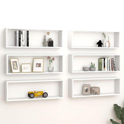 Mensole Parete a Cubo 6pz Bianco 80x15x26,5cm Legno Multistrato