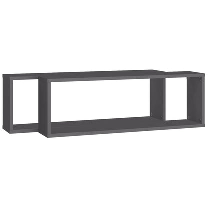 Mensole Parete a Cubo 2pz Grigie 80x15x26,5cm Legno Multistrato