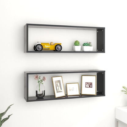 Mensole Parete a Cubo 2pz Grigie 80x15x26,5cm Legno Multistrato