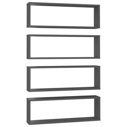 Mensole Parete a Cubo 4pz Grigie 80x15x26,5cm Legno Multistrato