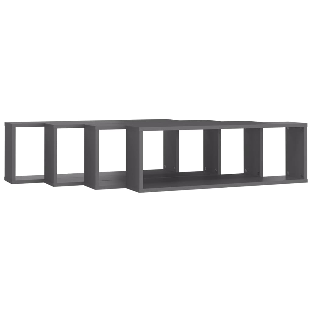 Mensole Parete a Cubo 4pz Grigie 80x15x26,5cm Legno Multistrato
