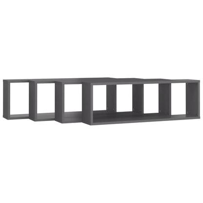 Mensole Parete a Cubo 4pz Grigie 80x15x26,5cm Legno Multistrato