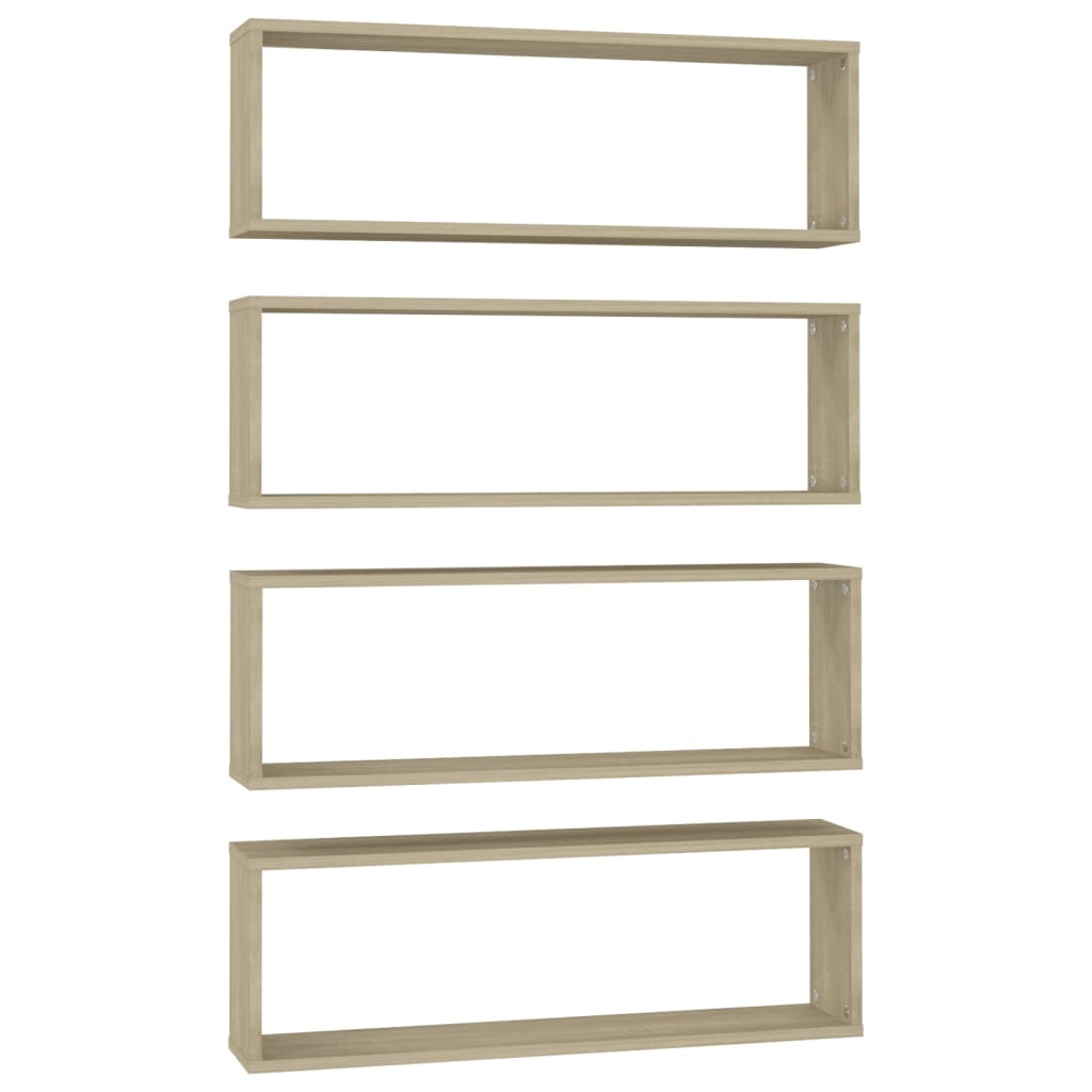 Mensole Parete Cubo 4pz Rovere Sonoma 80x15x26,5cm Multistrato