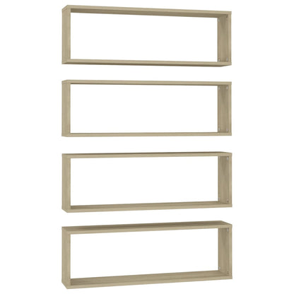 Mensole Parete Cubo 4pz Rovere Sonoma 80x15x26,5cm Multistrato