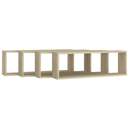Mensole Parete Cubo 4pz Rovere Sonoma 80x15x26,5cm Multistrato