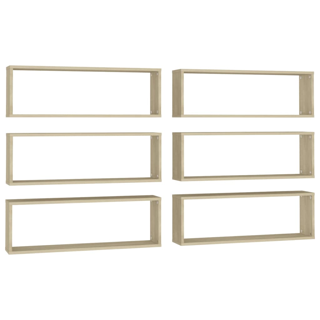 Mensole Parete Cubo 6pz Rovere Sonoma 80x15x26,5cm Multistrato