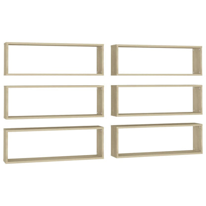 Mensole Parete Cubo 6pz Rovere Sonoma 80x15x26,5cm Multistrato