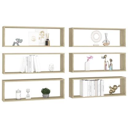 Mensole Parete Cubo 6pz Rovere Sonoma 80x15x26,5cm Multistrato