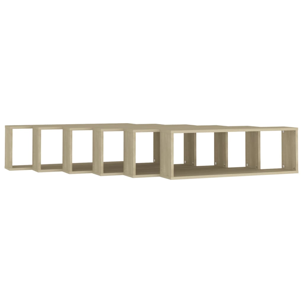 Mensole Parete Cubo 6pz Rovere Sonoma 80x15x26,5cm Multistrato