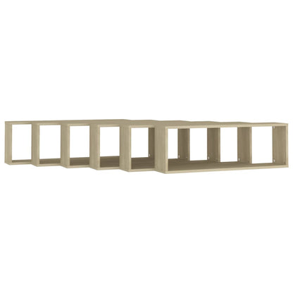Mensole Parete Cubo 6pz Rovere Sonoma 80x15x26,5cm Multistrato