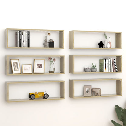Mensole Parete Cubo 6pz Rovere Sonoma 80x15x26,5cm Multistrato