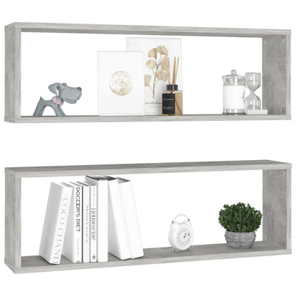 Mensole Parete Cubo 2pz Grigio Cemento 80x15x26,5cm Multistrato