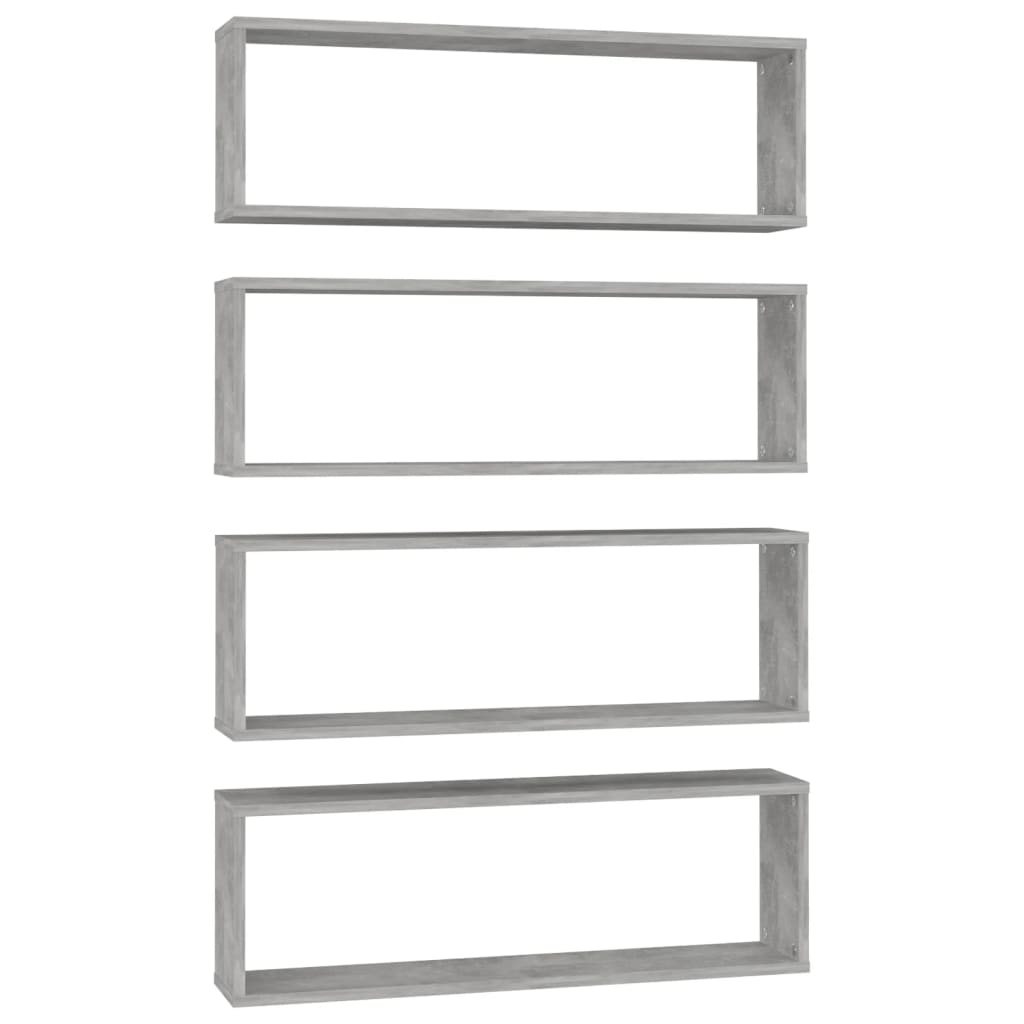 Mensole Parete Cubo 4pz Grigio Cemento 80x15x26,5cm Multistrato