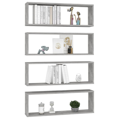 Mensole Parete Cubo 4pz Grigio Cemento 80x15x26,5cm Multistrato