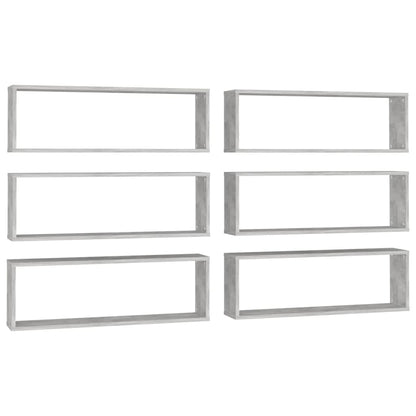 Mensole Parete Cubo 6pz Grigio Cemento 80x15x26,5cm Multistrato