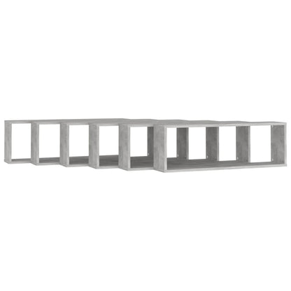 Mensole Parete Cubo 6pz Grigio Cemento 80x15x26,5cm Multistrato