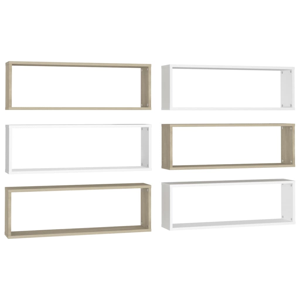 Mensole Cubo 6pz Bianco Rovere Sonoma 80x15x26,5cm Multistrato