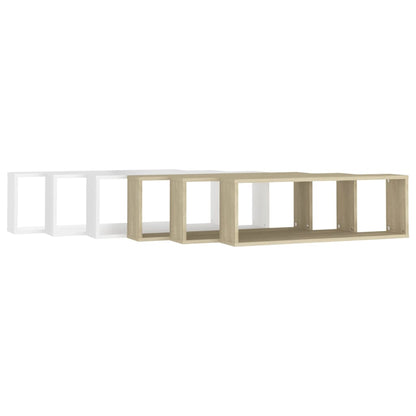 Mensole Cubo 6pz Bianco Rovere Sonoma 80x15x26,5cm Multistrato