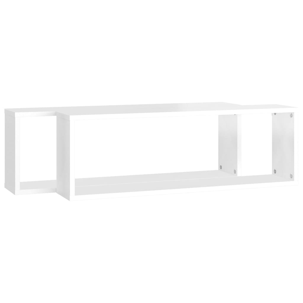 Mensole Parete Cubo 2pz Bianco Lucido 80x15x26,5cm Multistrato