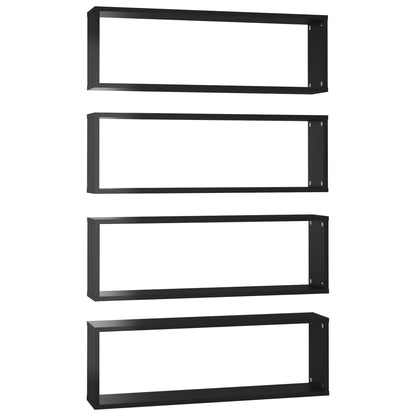 Mensole Parete a Cubo 4pz Nero Lucido 80x15x26,5cm Multistrato