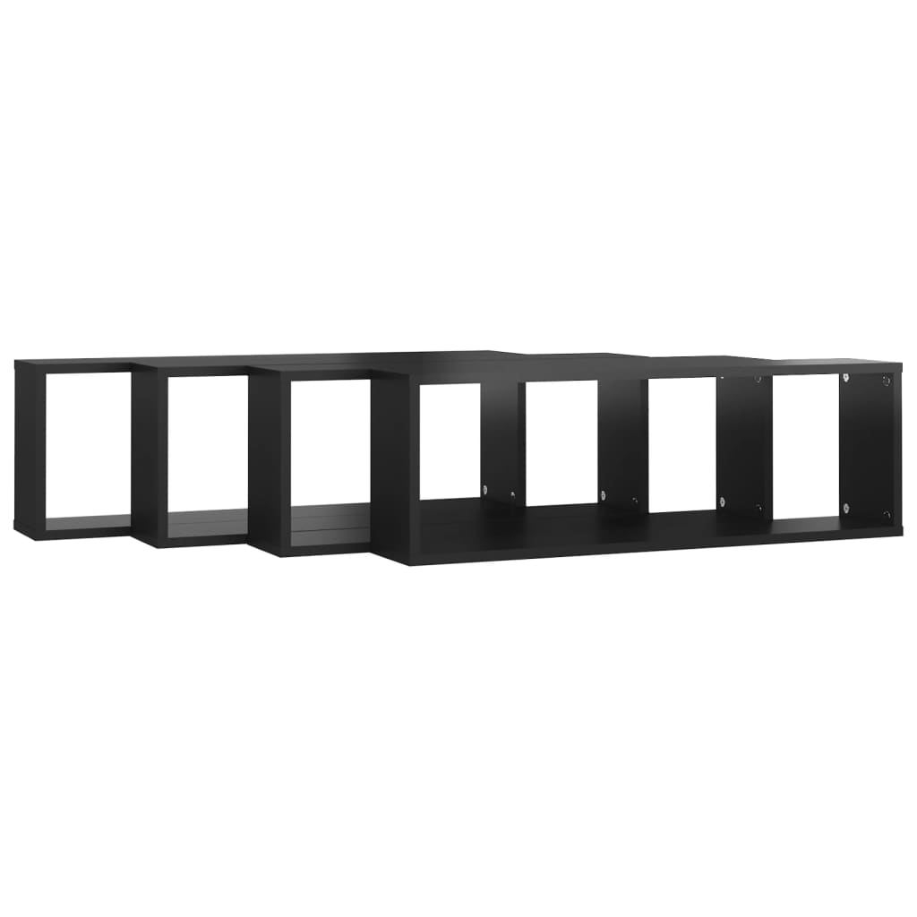 Mensole Parete a Cubo 4pz Nero Lucido 80x15x26,5cm Multistrato