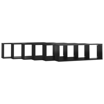 Mensole Parete a Cubo 6pz Nero Lucido 80x15x26,5cm Multistrato