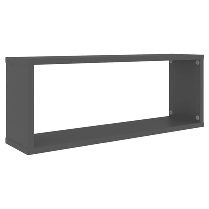 Mensole Parete a Cubo 2pz Grigie 60x15x23 cm Legno Multistrato
