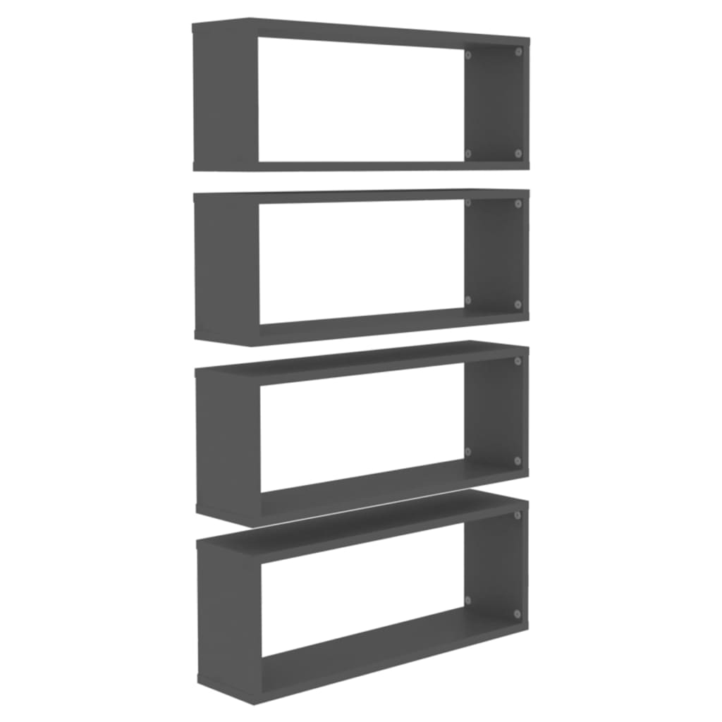 Mensole Parete a Cubo 4pz Grigie 60x15x23 cm Legno Multistrato