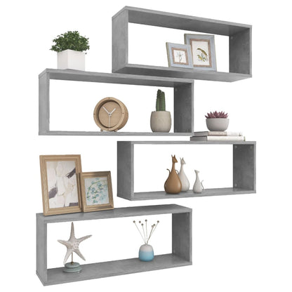 Mensole Parete a Cubo 4pz Grigio Cemento 60x15x23cm Multistrato
