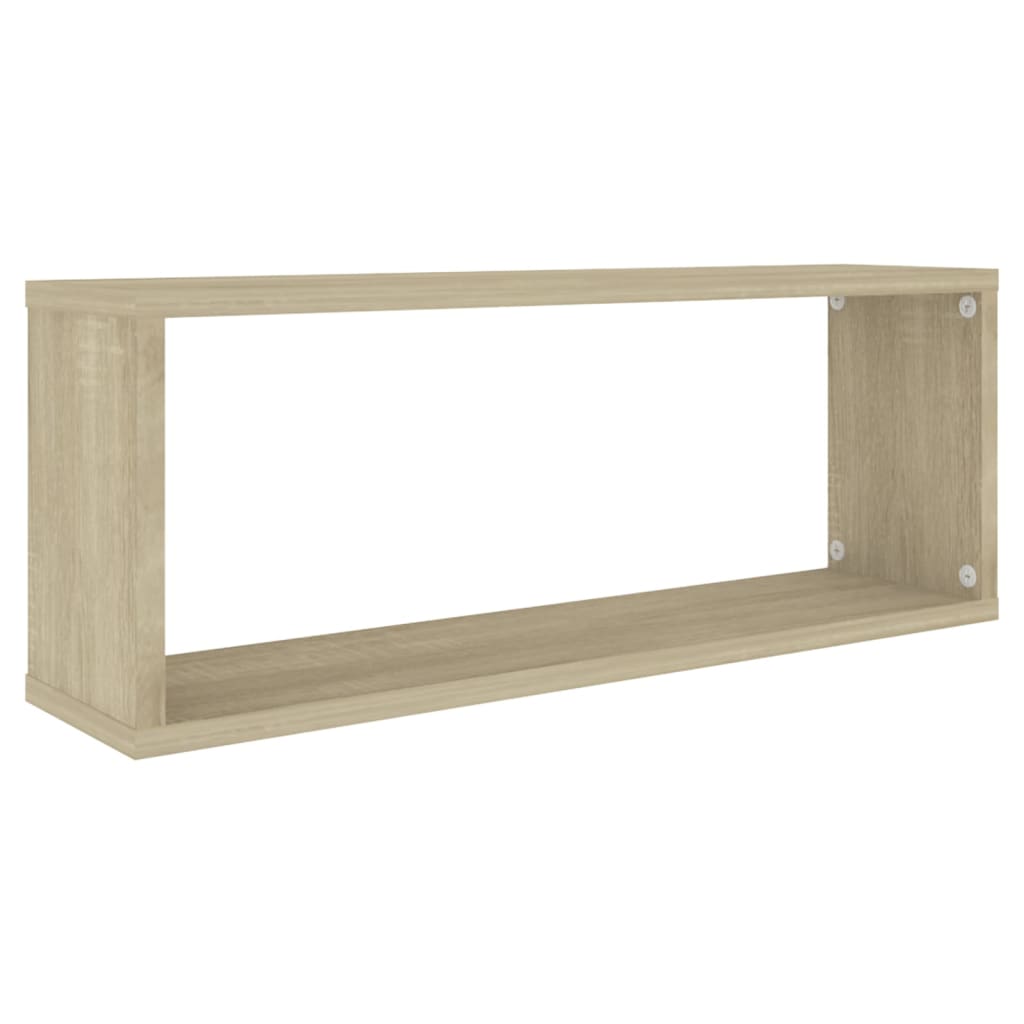 Mensole a Cubo 2pz Bianco Rovere Sonoma 60x15x23 cm Multistrato