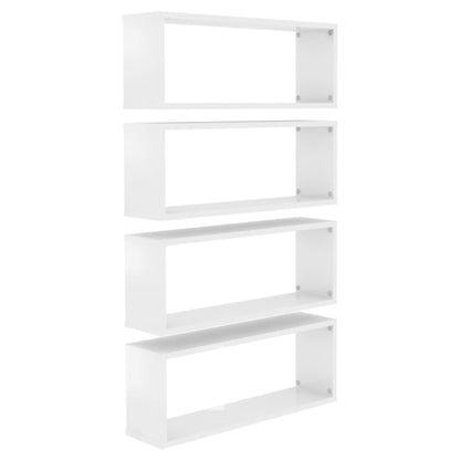 Mensole Parete a Cubo 4pz Bianco Lucido 60x15x23cm Multistrato