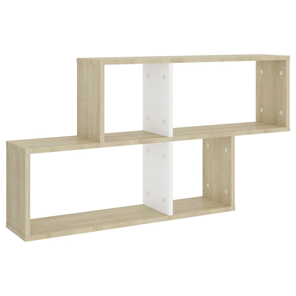 Scaffale Parete Bianco e Rovere Sonoma 100x18x53cm Multistrato