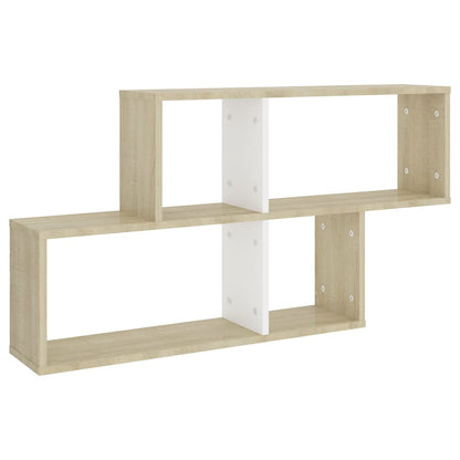 Scaffale Parete Bianco e Rovere Sonoma 100x18x53cm Multistrato
