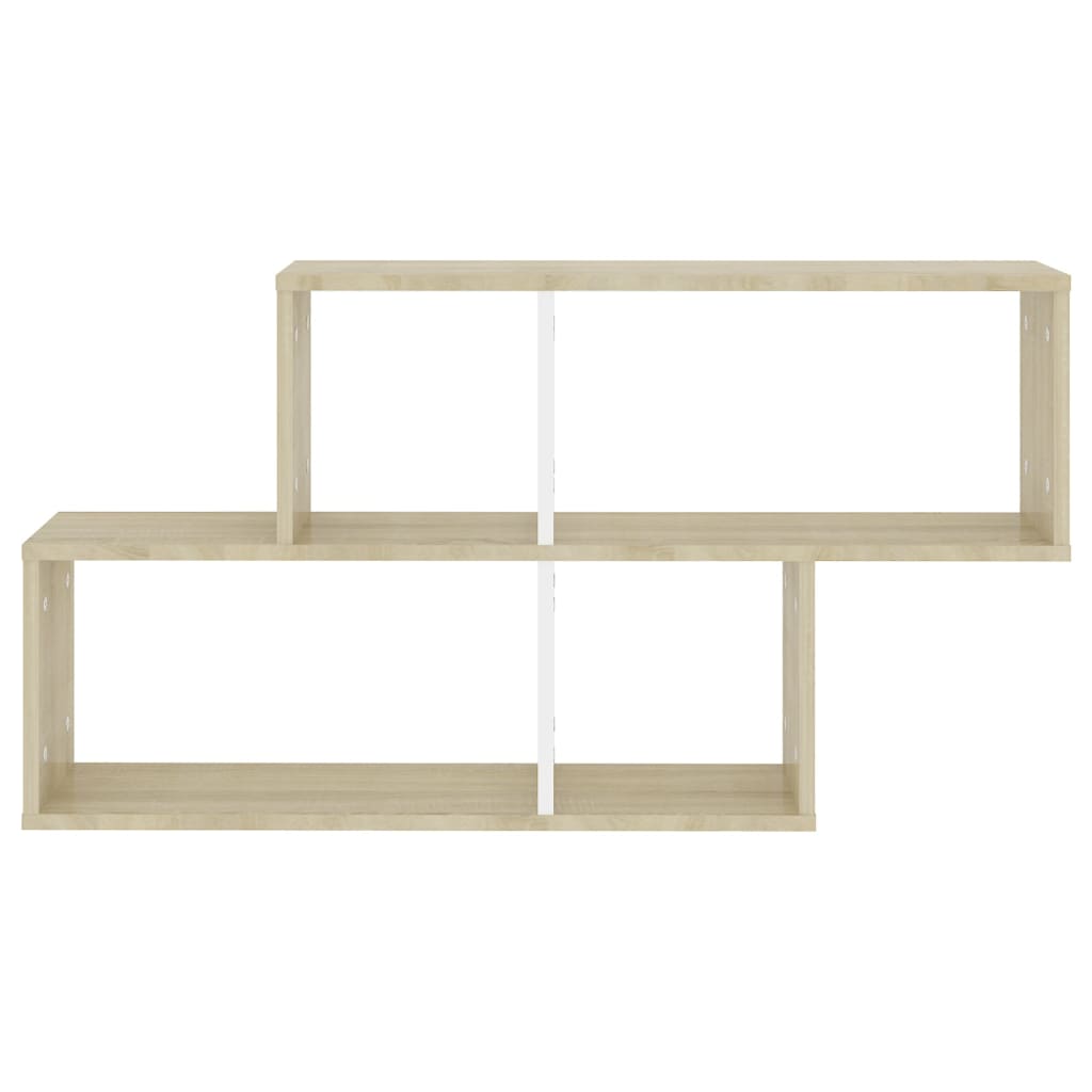 Scaffale Parete Bianco e Rovere Sonoma 100x18x53cm Multistrato