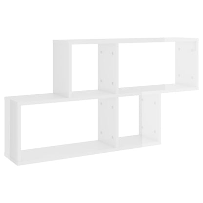 Scaffale a Parete Bianco Lucido 100x18x53 cm Legno Multistrato