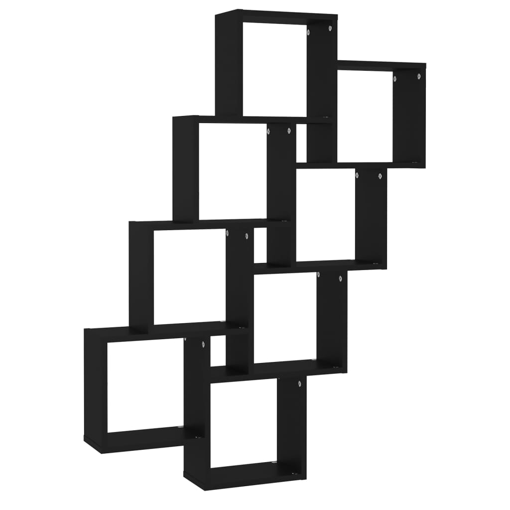 Mensola Parete a Cubo Nera 90x15x119 cm in Legno Multistrato
