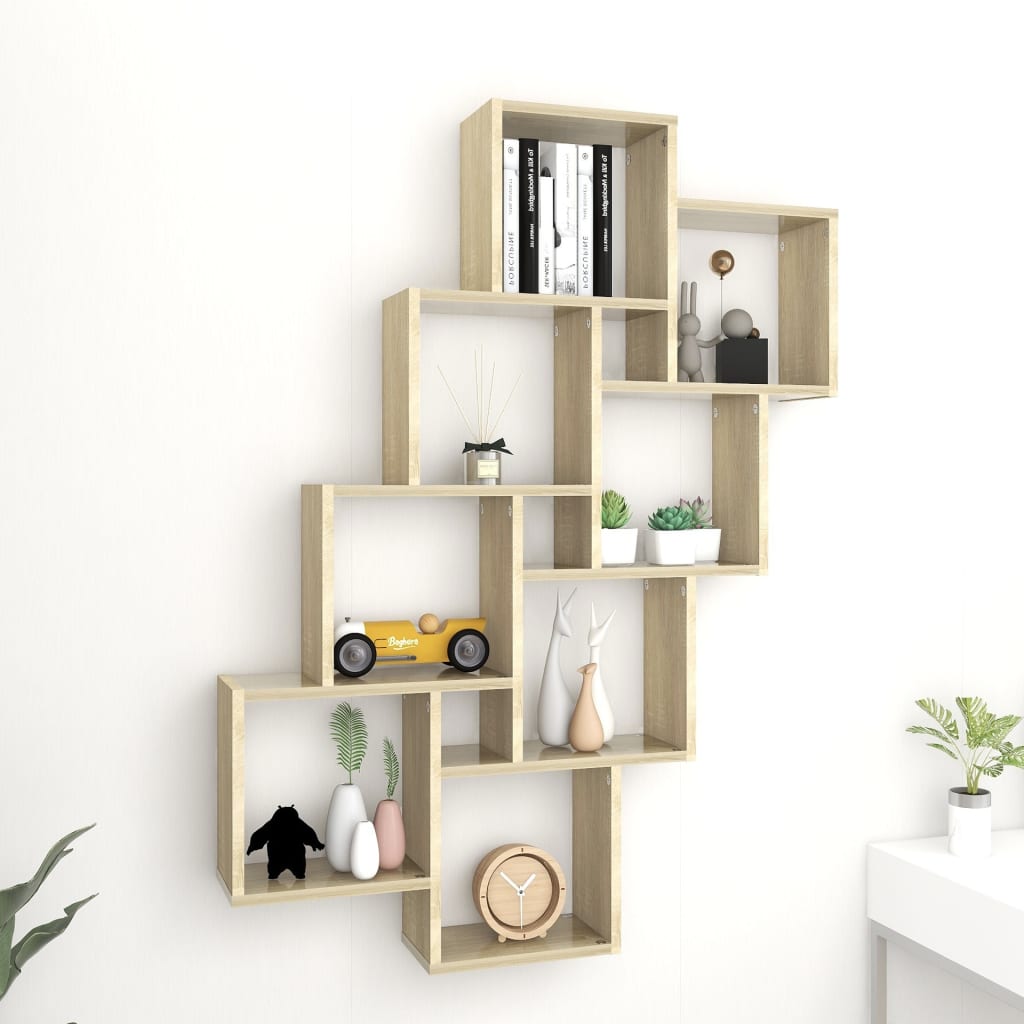 Mensola Parete Cubo Rovere Sonoma 90x15x119cm Legno Multistrato