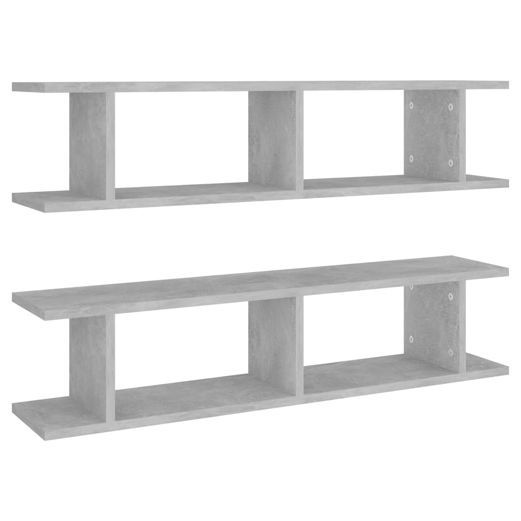 Mensole Parete 2pz Grigio Cemento 90x18x20 cm Legno Multistrato