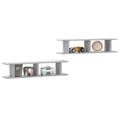 Mensole Parete 2pz Grigio Cemento 90x18x20 cm Legno Multistrato