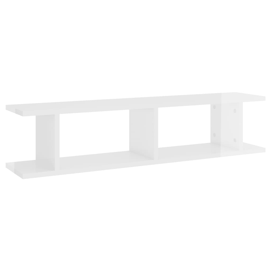 Mensole a Parete 2pz Bianco Lucido 90x18x20cm Legno Multistrato