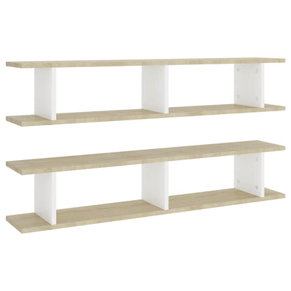 Mensole Parete 2pz Bianco Sonoma 105x18x20cm Legno Multistrato