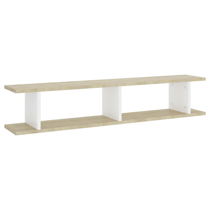 Mensole Parete 2pz Bianco Sonoma 105x18x20cm Legno Multistrato
