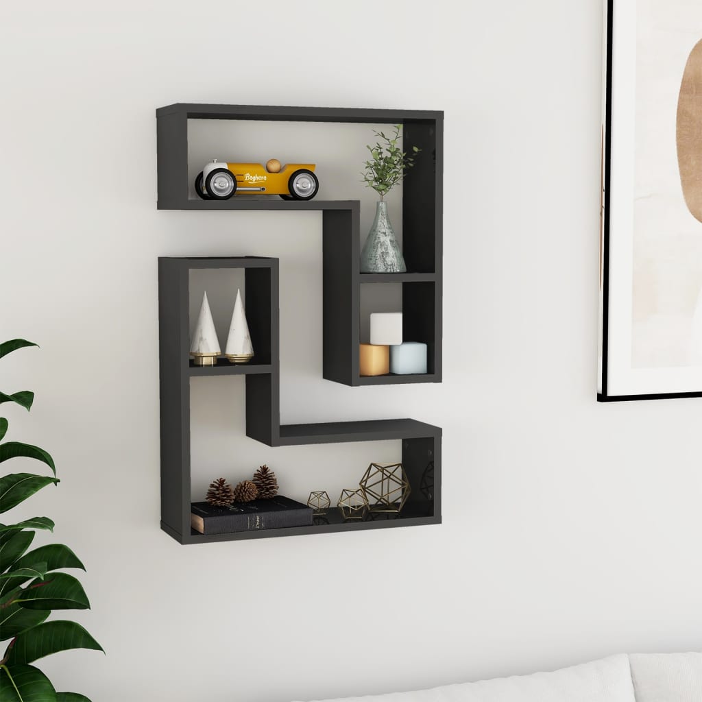 Mensole a Muro 2 pz Grigio Lucido 50x15x50 cm Legno Multistrato