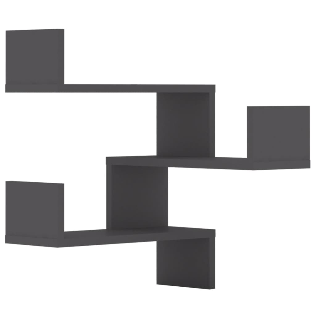 Mensole Angolari a Muro 2pz Grigie 40x40x50cm Legno Multistrato