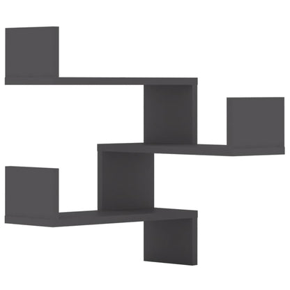 Mensole Angolari a Muro 2pz Grigie 40x40x50cm Legno Multistrato