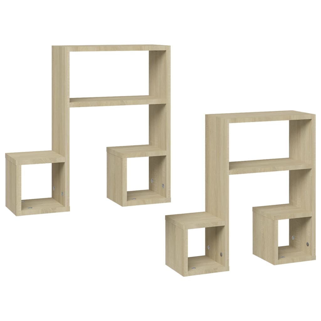 Mensole a Muro 2 pz Rovere Sonoma 50x15x50 cm Legno Multistrato