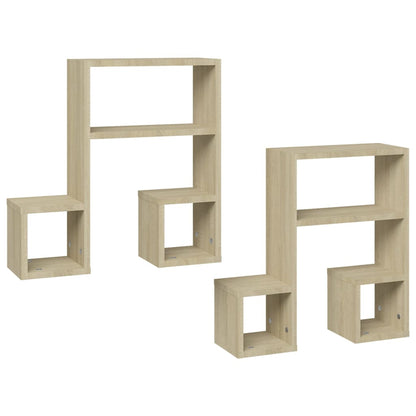 Mensole a Muro 2 pz Rovere Sonoma 50x15x50 cm Legno Multistrato
