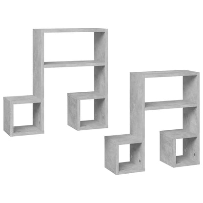 Mensole a Muro 2pz Grigio Cemento 50x15x50cm Legno Multistrato